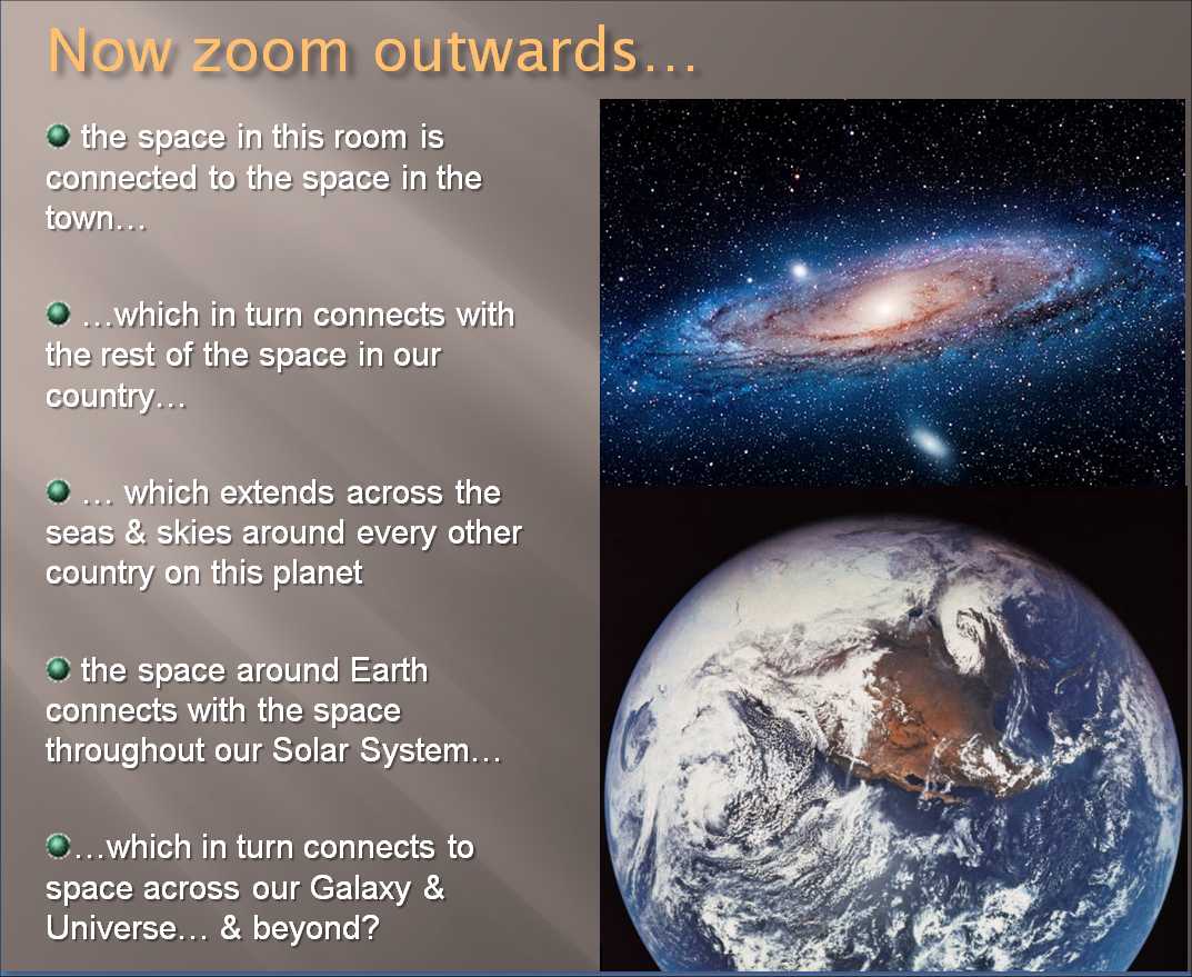 let's now zoom outwards through space